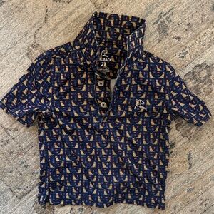 Rhoback Kids Navy Golden Retriever Patterned Shirt
